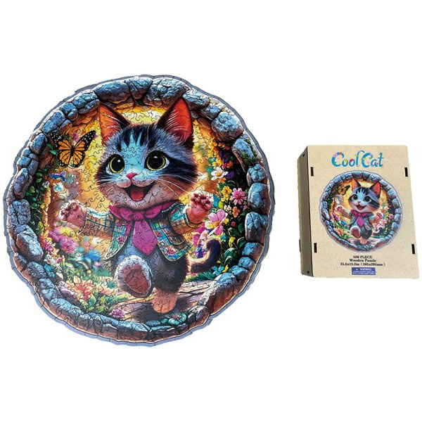 Dřevěné puzzle – Stylová kočka