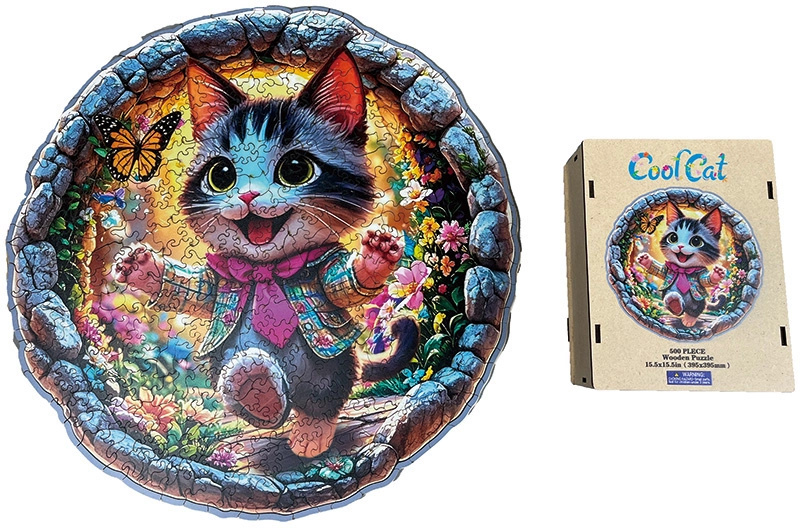 Dřevěné puzzle – Stylová kočka