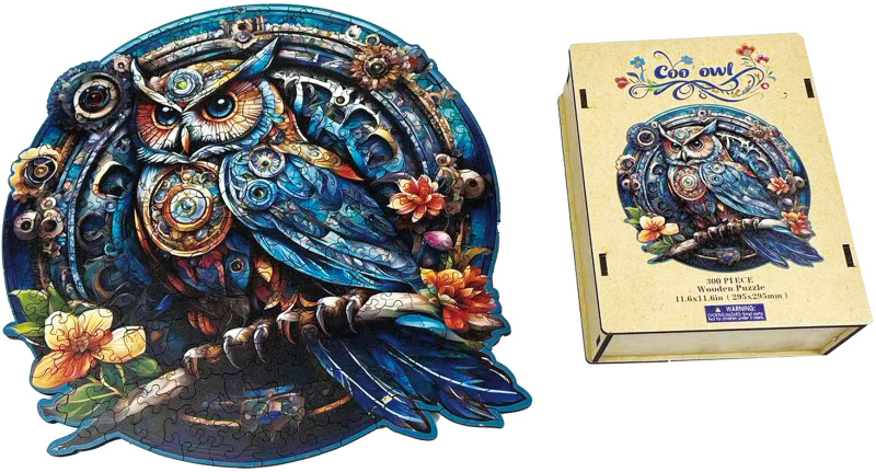 Dřevěné puzzle – Stylová sova