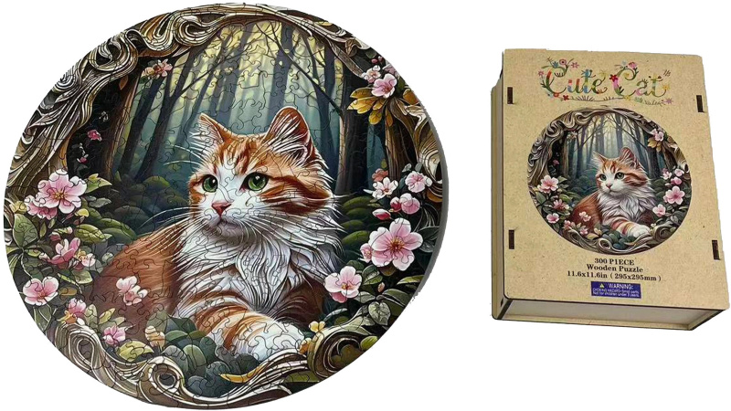 Dřevěné puzzle – Roztomilá kočička