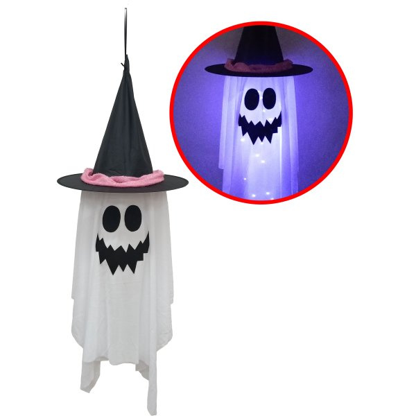 PARTY doplňky - závěsný duch s kloboukem 93 cm