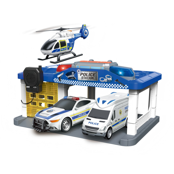 Policejní stanice s helikoptérou se světlem a zvukem