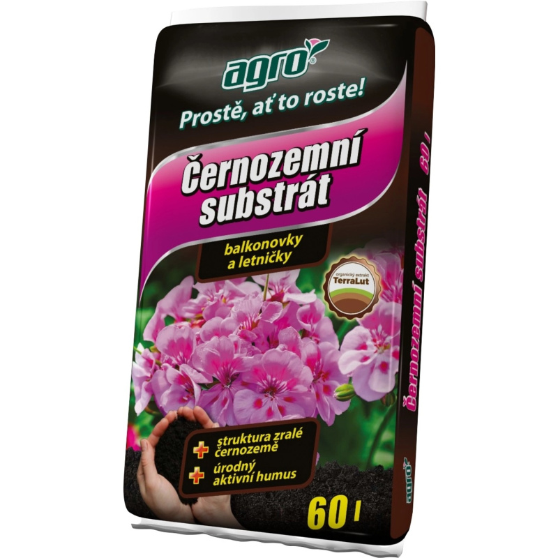 Agro černozemní substrát pro balkonové rostliny 60 l