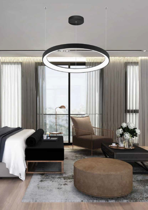 Palnas Závěsné LED svítidlo DITA 2 ø 78 cm, 3000-6500K Barva: Černá, Stmívání, řízení: Dálkové ovládání (s dálkovým ovladačem)