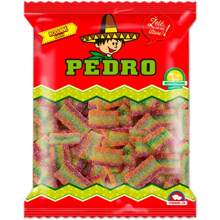 PEDRO Pásky Mini - želé kyselé duhové 1 kg