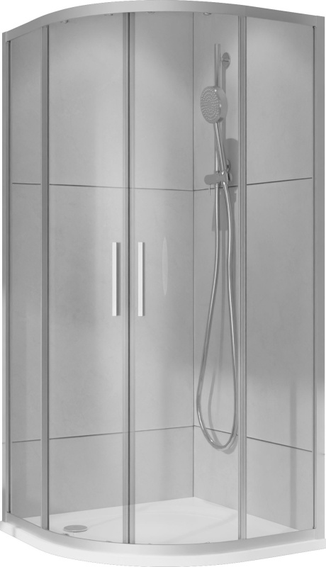 Kout sprchový WECCO 900×900 mm lesklý hliník/čiré sklo R550