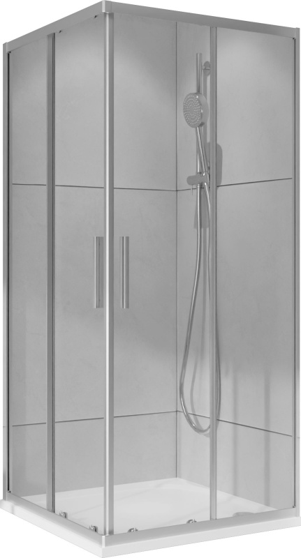Kout sprchový WECCO 900×900 mm lesklý hliník/čiré sklo 6mm