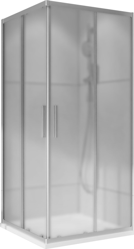 Kout sprchový WECCO SHINY 800×800 mm lesklý hliník/matné sklo