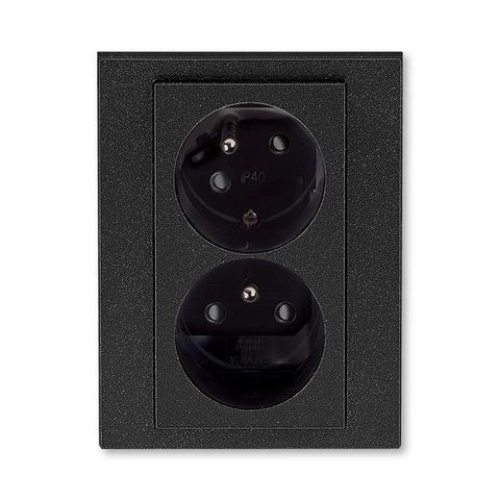 Zásuvka 230 V dvojnásobná kompletní ABB Levit onyx, kouřová černá