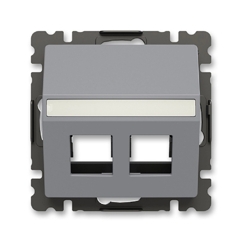 Kryt zásuvka komunikační/reproduktorová dvojnásobná s popisovým polem ABB Zoni šedá, bílá