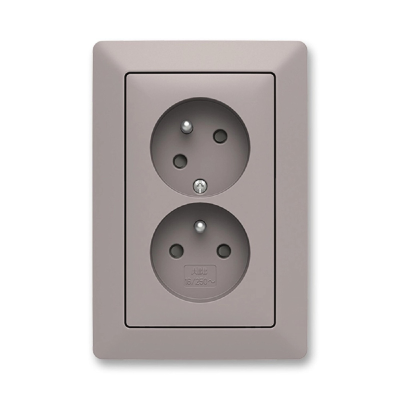 Zásuvka 230 V dvojnásobná ABB Zoni greige, bílá