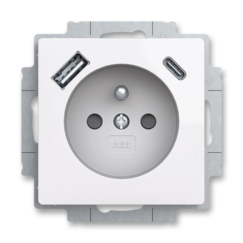 Zásuvka 230 V s USB jednonásobná ABB Zonibílá