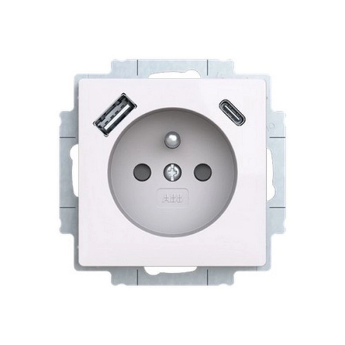 Zásuvka 230 V s USB jednonásobná ABB Zonibílá