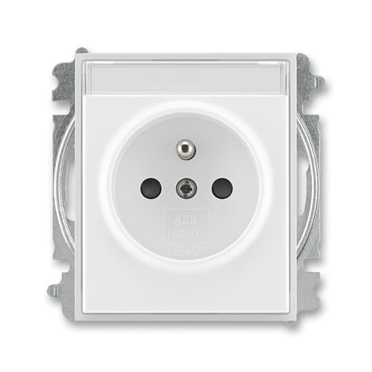 Zásuvka jednonásobná ABB Element 6619E-A06352 01, bílá/ledová bílá, cl., s popis. polem (typ 6619)
