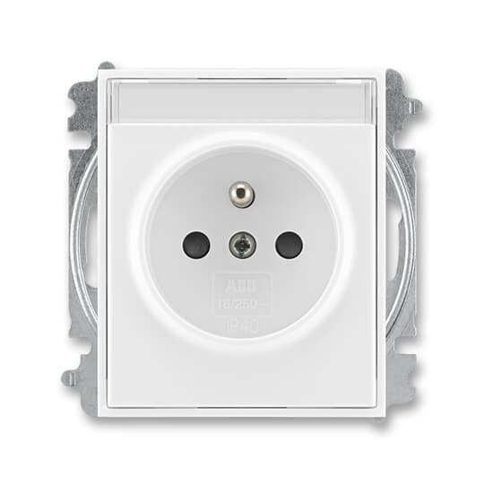 Zásuvka jednonásobná ABB Element 6619E-A06352 03, bílá/bílá, cl., s popis. polem (typ 6619)