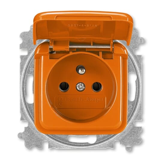Zásuvka jednonásobná ABB Reflex SI 6619B-A06387 P, oranžová, s víčkem (typ 6619)