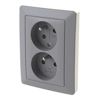 Zásuvka 230 V dvojnásobná ABB Zoni šedá, bílá