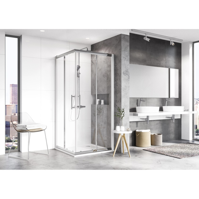 RAVAK Sprchový kout XP3RV2-80 lesklý chrom + transparentní sklo