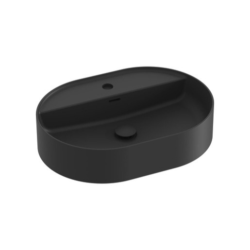Ravak Ceramic Slim umyvadlo na desku 55x40 cm černá mat otvor pro baterii uprostřed XJX0D155002