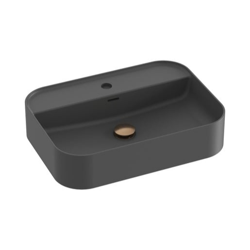 Ravak Ceramic Slim umyvadlo na desku 55x40 cm antracit otvor pro baterii uprostřed XJX03155004