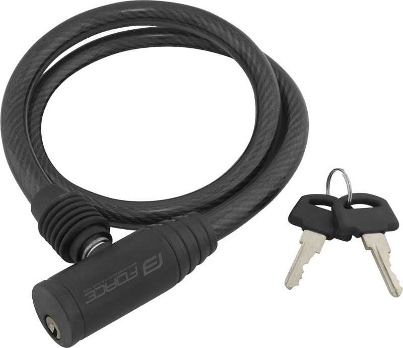 Zámek FORCE ECO spirálový bez držáku 80cm/12mm, různé barvy Barva: Černá