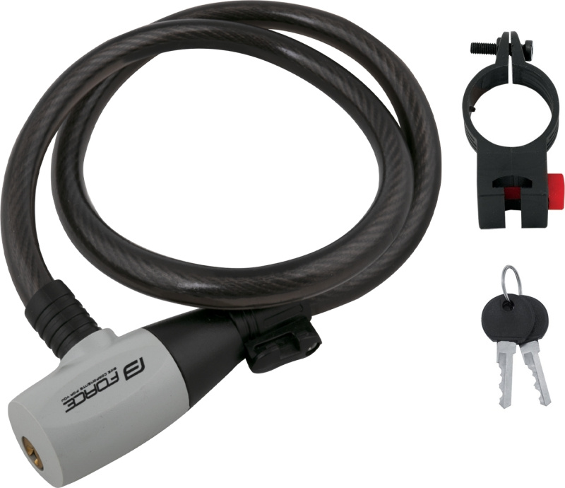 FORCE zámek F RON spirálový s držákem 80cm/12mm, černý