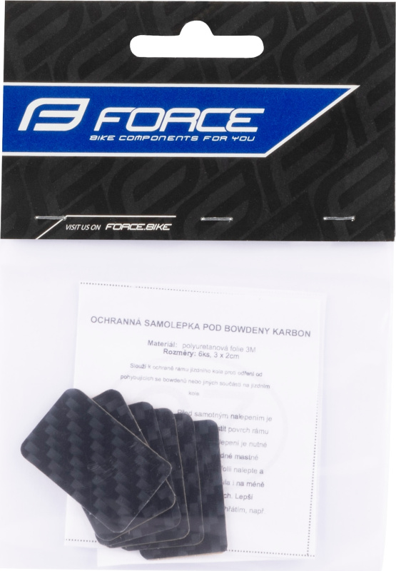 nálepky FORCE pod bowden malé 6ks, karbon design