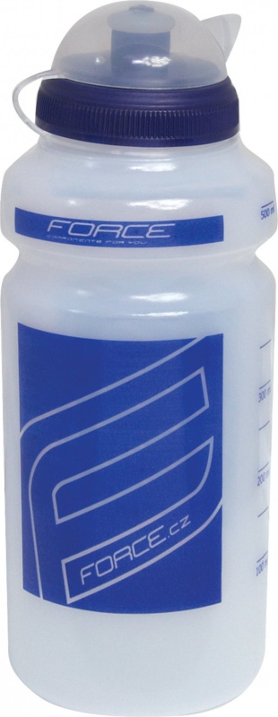láhev FORCE "F" 0,5 l, čirá/modrý potisk