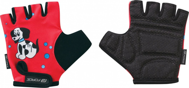 rukavice FORCE KID dětské, červené-pejsek Velikost: XL