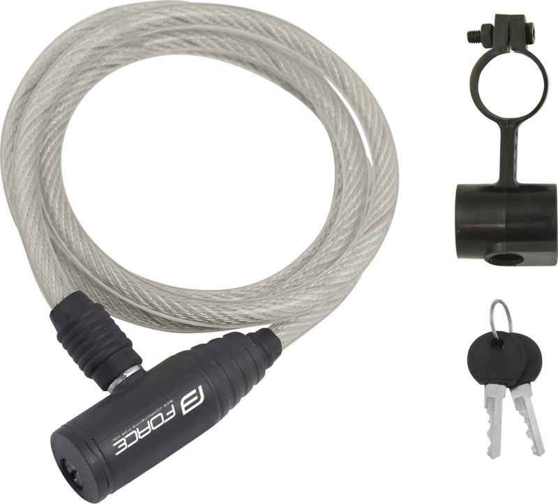 Zámek FORCE ECO spirálový s držákem 120cm/8mm, různé barvy Barva: Čirá