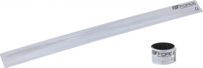 FORCE pásek reflexní FORCE, samonavíjecí, 38 cm, stříbr.