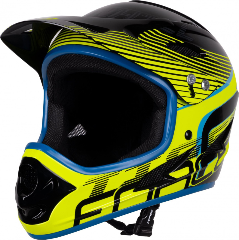 přilba FORCE TIGER downhill, črn-fluo-modrá Velikost: L-XL