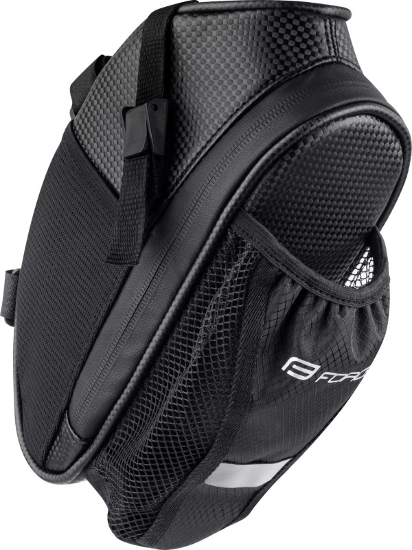 brašna pod sedlo FORCE FUSE+síťka na láhev,  černá