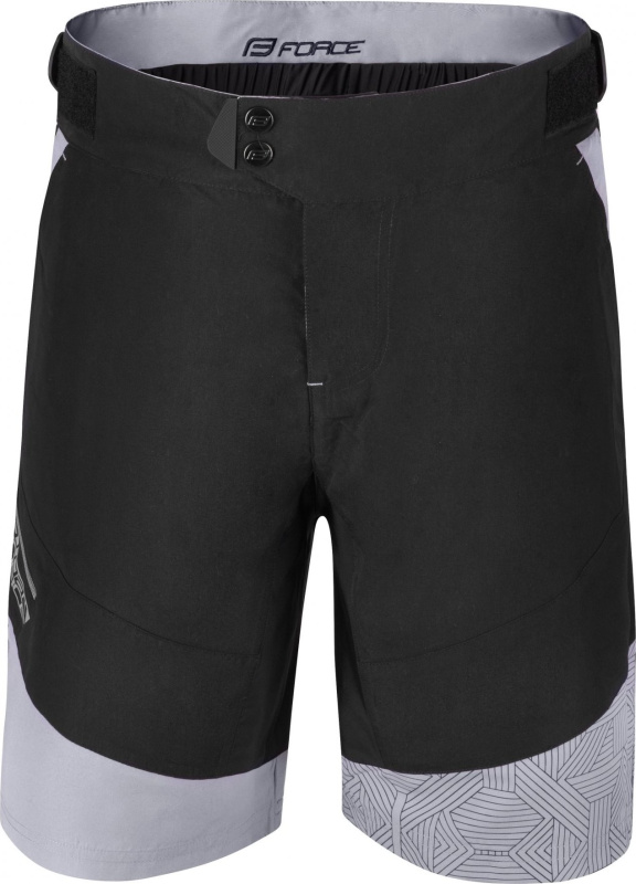 FORCE kraťasy F STORM, odnímatelná vložka, črn-šedé Velikost: XS