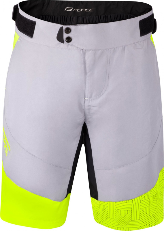 FORCE kraťasy F STORM, odnímatelná vložka, šedo-fluo Velikost: M