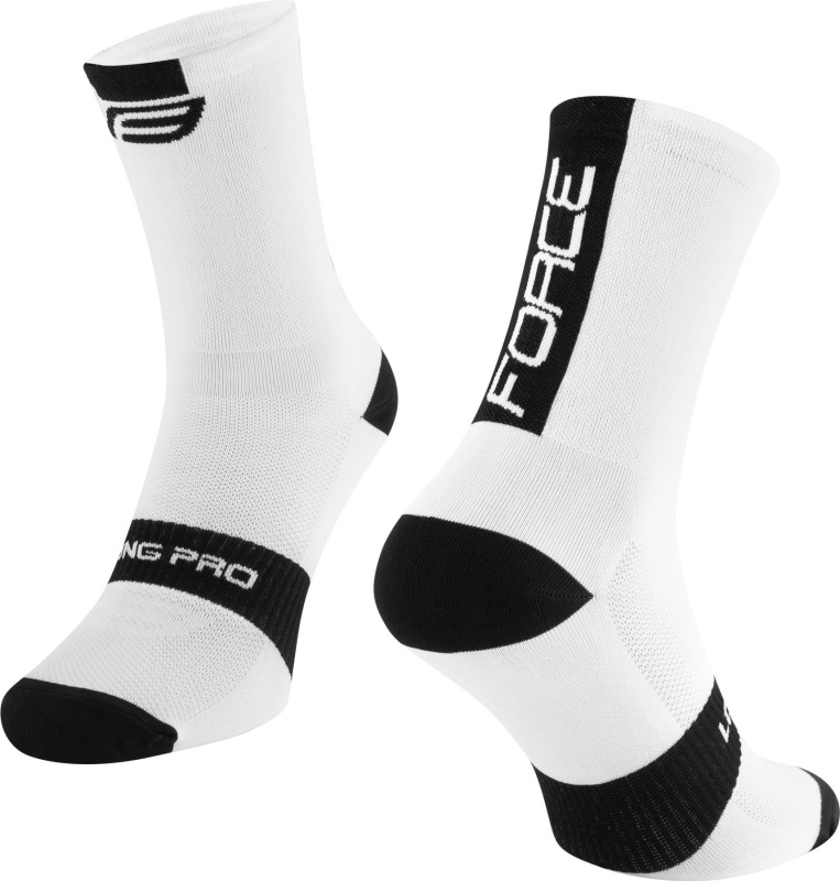 ponožky FORCE LONG PRO, bílo-černé Velikost: L-XL/42-46