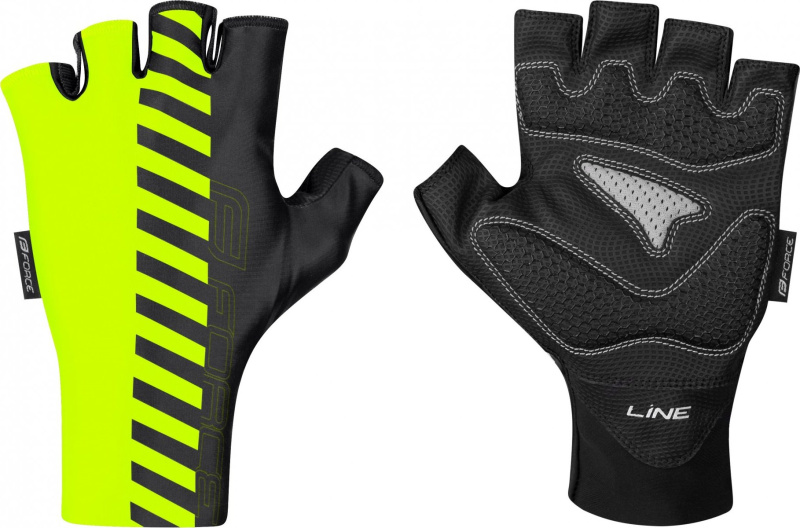 rukavice FORCE LINE bez zapínání, fluo-černé Velikost: M