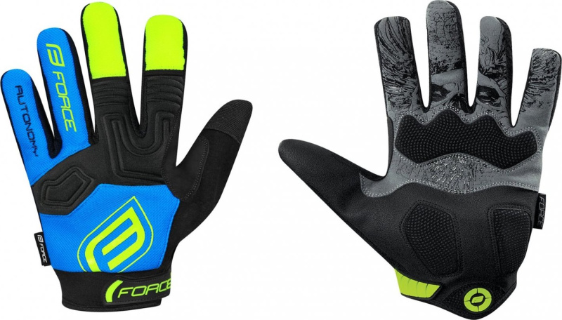 rukavice FORCE KID MTB AUTONOMY, černo-modré Velikost: XL