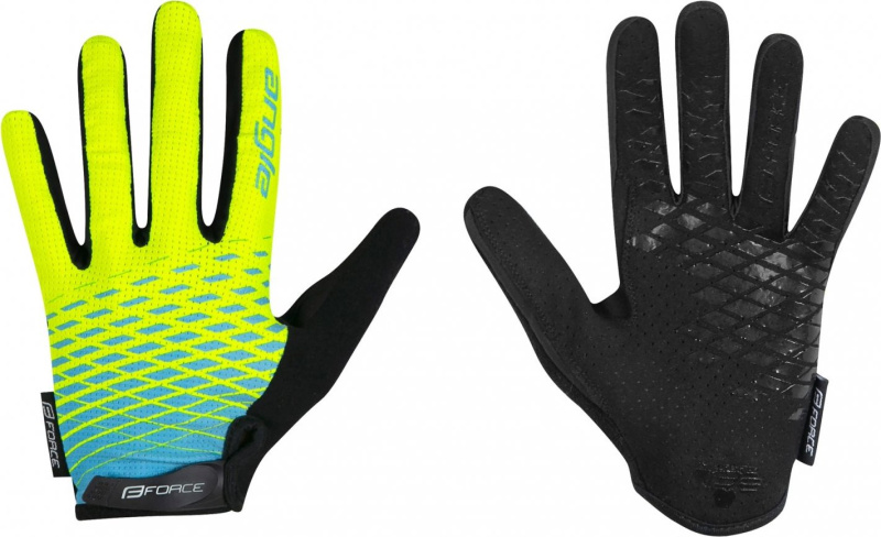 rukavice FORCE KID MTB ANGLE letní, fluo-modré Velikost: L