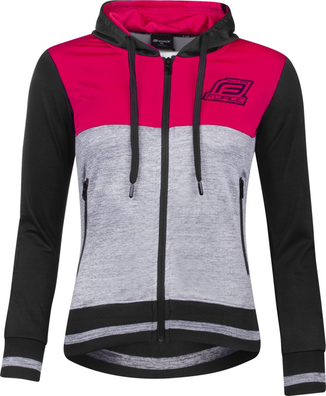 mikina FORCE ADRIANA celorozepínací,černo-růž Velikost: XL