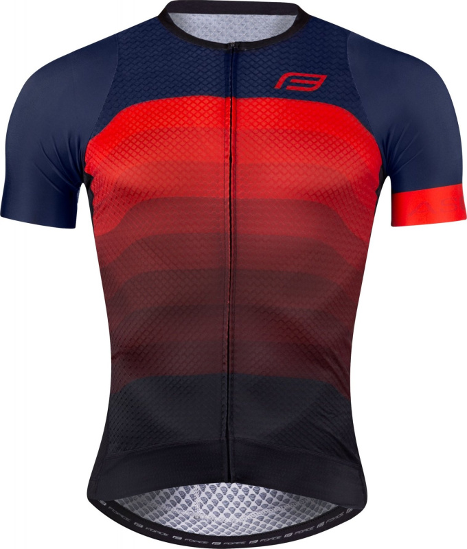 FORCE dres F ASCENT, krátký rukáv,modro-červený Velikost: M