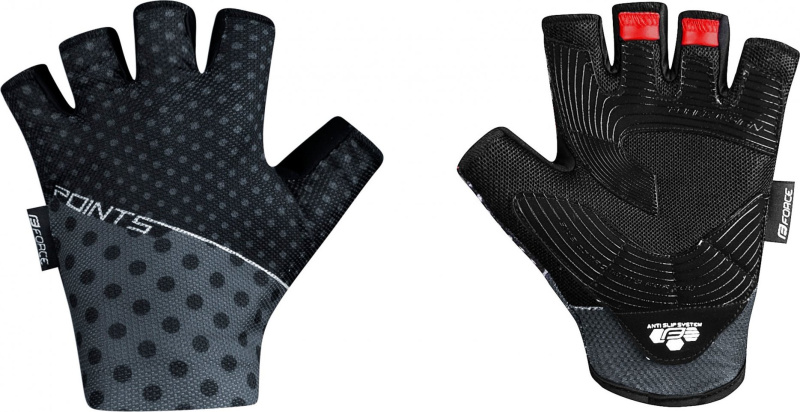 rukavice FORCE POINTS bez zapínání,černo-šedé Velikost: M