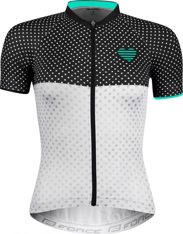 FORCE dres F POINTS LADY kr. rukáv, črn-bílo-tyrkys Velikost: XS