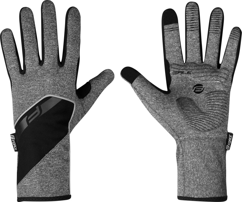 FORCE rukavice F GALE softshell, jaro-podzim, šedé Velikost: XS