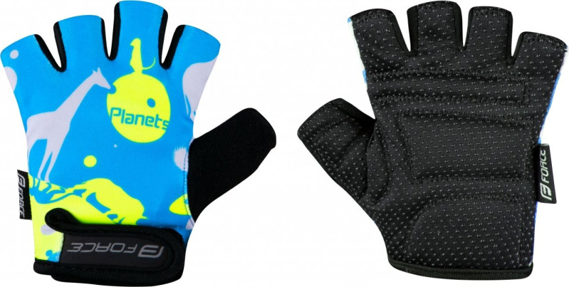 rukavice FORCE PLANETS KID, modro-fluo Velikost: M