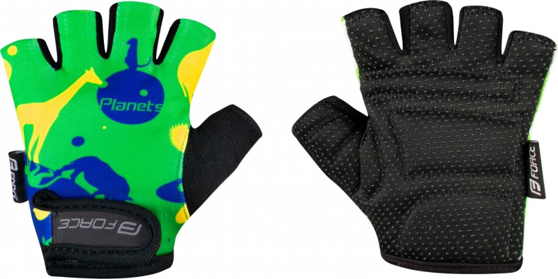 rukavice FORCE PLANETS KID, zeleno-žluté Velikost: XL