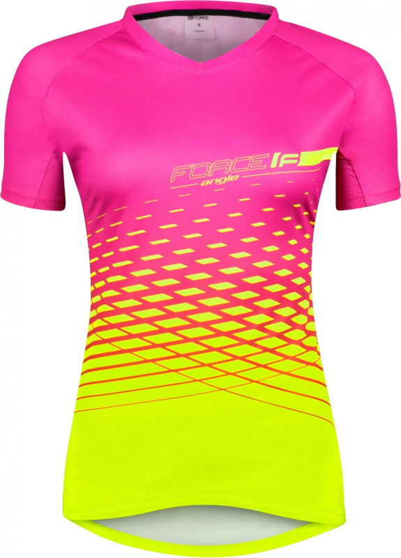FORCE dres F MTB ANGLE LADY kr. rukáv, růžovo-fluo Velikost: S