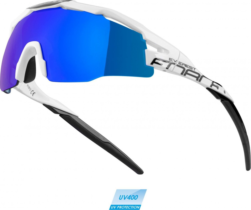 brýle FORCE EVEREST, bílo-černé, modré zrc. sklo