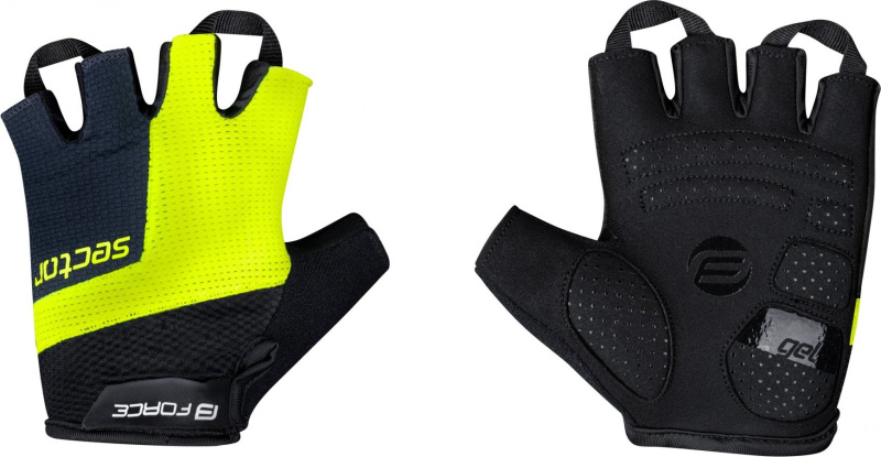 rukavice FORCE SECTOR gel, černo-fluo Velikost: S