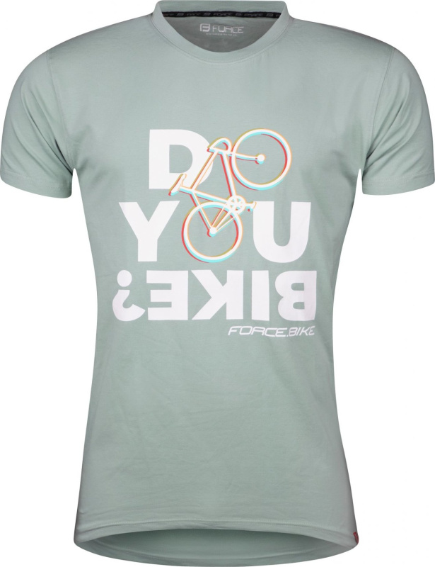 triko FORCE BIKE krátký rukáv, šedo-zelené Velikost: L